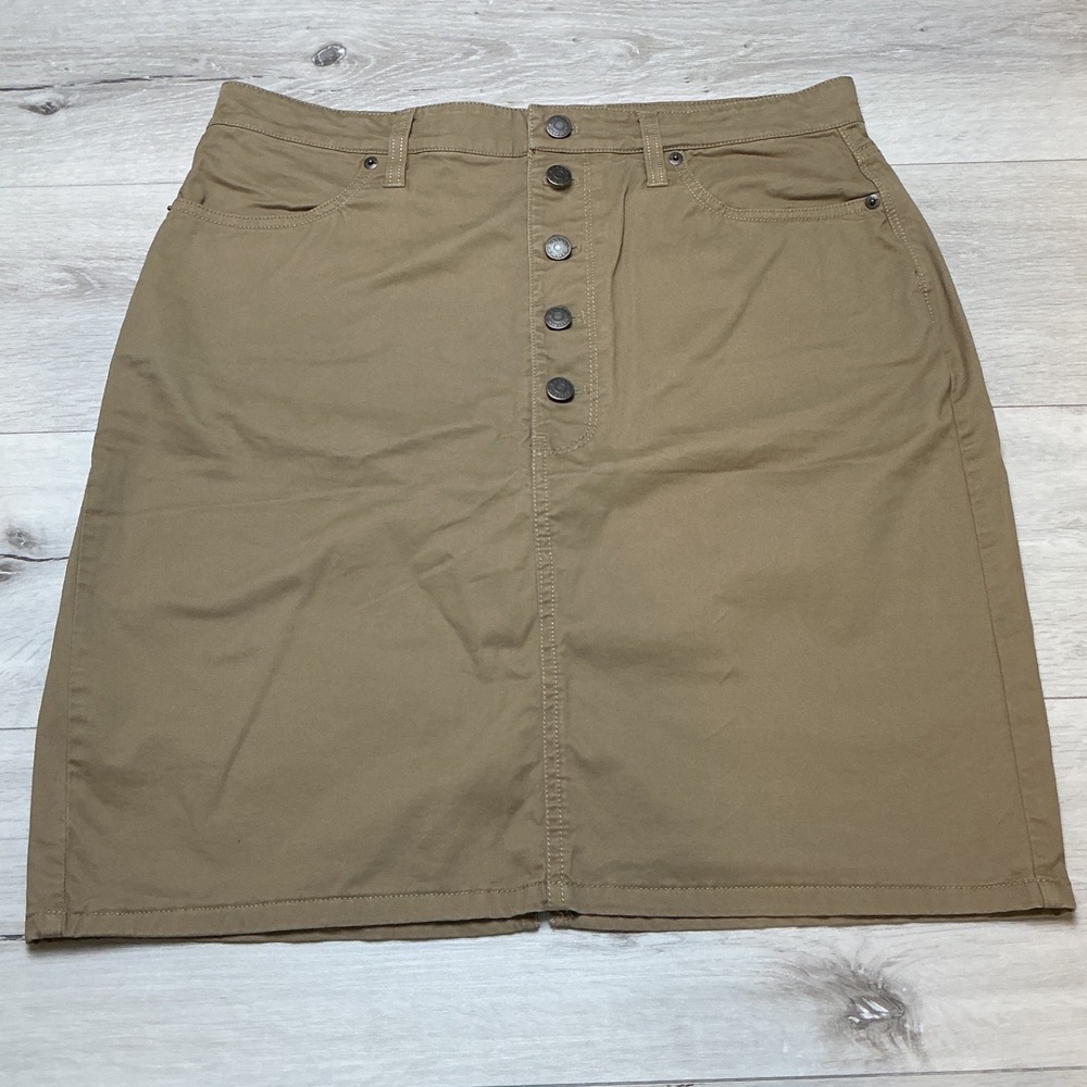 Banana Republic Button Fly Pencil Skirt Women 12 Khaki PeLoved
